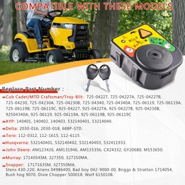 Predep 925-06119C 725-04227 Ignition Switch Module with Key for Cub Cadet XT1 XT2 LTX/Troy-Bilt/MTD Craftsman Models & 725-06153A Starter Solenoid Relay for Cub Cadet XT1 XT2 Enduro Riding Lawn Mower