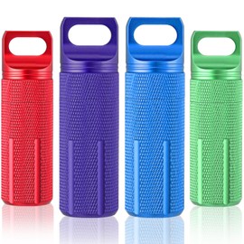 Patelai 4 Pieces Portable Pill Case Waterproof Match Container Pill Bottle Airtight Aluminum Keychain Container Capsule Travel Size Storage Supplements Holder for Outdoor Camping(Vibrant)