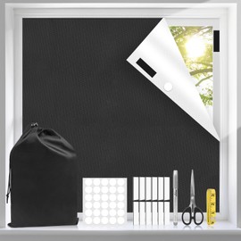 TOKPLNU Portable Blackout Blind, 300x145cm 100% Blackout Curtain Material Temporary Blackout Blinds Stick On Window Black Out Blinds No Drill for Bedroom Loft Travel Skylight Nursery Car