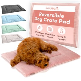 KindTail Dog Crate Pad - Soft Velvet, Reversible Bed - Machine Washable Kennel Mat for Pets up to 25 lbs - Mattress for Cozy Sleeping - 25” x 19” x 1” (Pink, Medium)