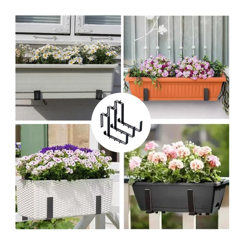 4 Pack Window Box Brackets,Adjustable Planter Box Brackets for Planter