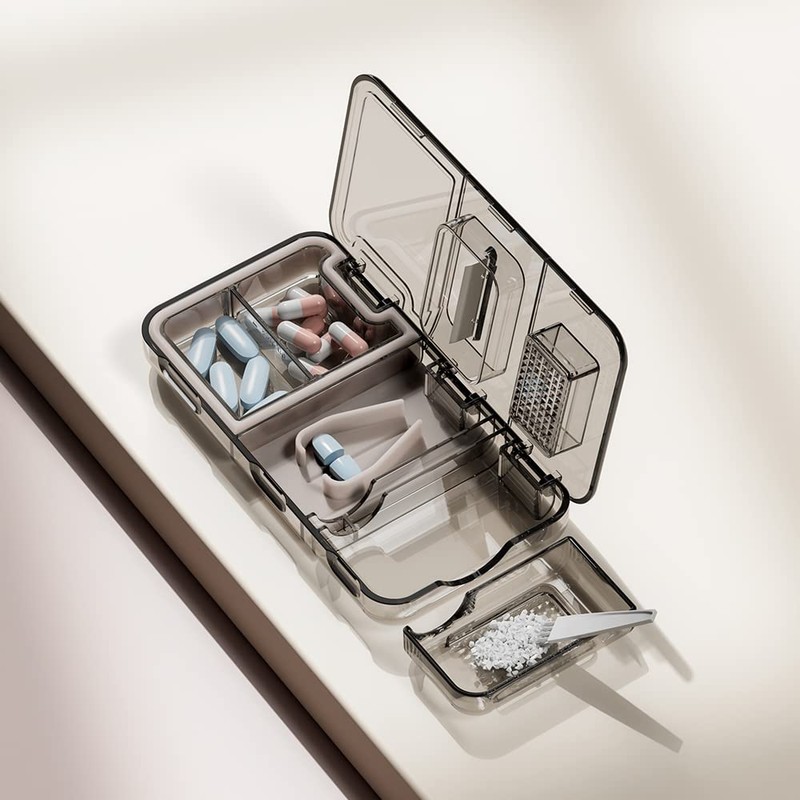 RICHCEE 3 in 1 Pill Cutter&Splitter with Cutter &Storage &Grind,