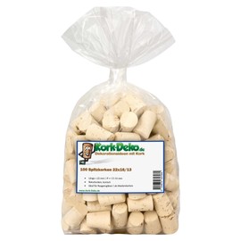 100 Spitzkorken | Länge = 22 mm, ⌀ = 13-16 mm (Medizinkorken, Spitz-Korken für Reagenzgläser u. a. kleine Gefäße 22x16/13)