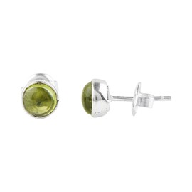 CRYSTALINES Natural Peridot Gemstone Stud Earrings – Handcrafted in Silver Plated | Healing Crystals | Dazzling Classic Earrings | Green Gemstone Studs Earring Jewelry for Women