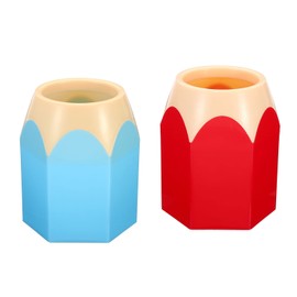 PATIKIL Pencil Holder, 2 Pack Pen Holder for Desk Cute Plastic Pencil Holder for Desk Pencil Holders Cup Organizer Pencil Shape, Blue Red