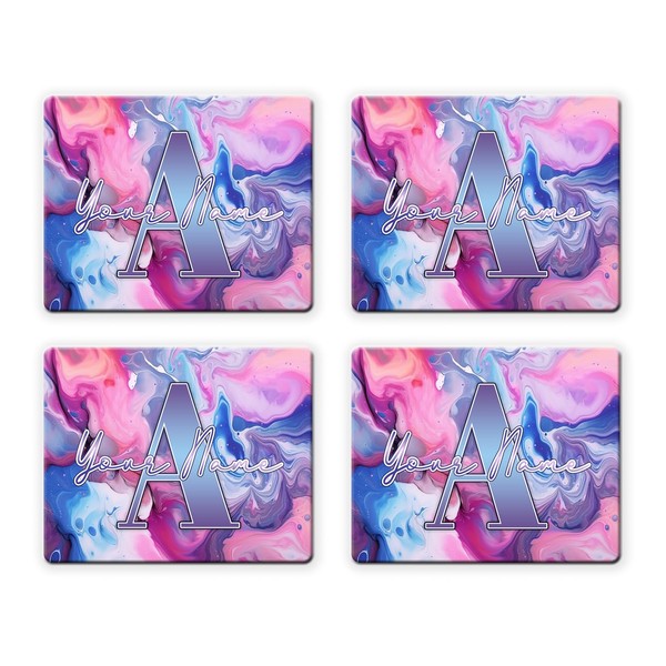 Bleu Reign Set of 4 Personalized Coasters for Drinks Beverages