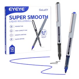 EYEYE Rollerball Pens 12 Pack 6 Black 6 Blue 0.7mm Medium Point Fine Tip Pens Quick Dry Liquid Ink Pens Smooth Writing for Journaling Office School Note Taking Supplies