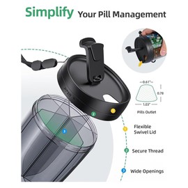 Aswalling 6-Grid Large Pill Cup Bottle Organizer for Holding 7 Different Vitamins Travel-Friendly Supplement Box Case