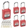 Bwintech 5 PCS 38MM Keyed Different Red Safety Padlock Lockout