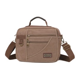 Smrcom Man Bag Canvas Purse Bag Small Canvas Crossbody Messenger Bag Shoulder Bag Work Bag Side Bag Travel Purse (Coffee)