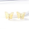 QUKE Butterfly Shape Crystal Clip On Earrings Gold Not Pierced