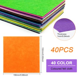 GZLCEU 40 Pieces Craft Felt, 40 Colours Felt Fabric Polyester Felt Crafts for DIY Projects, Sewing, Crafts, Manual Decoration Felt Panels with 1 Piece of Scissors