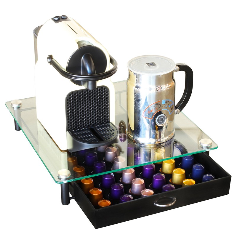 DecoBrothers Tempered Glass Coffee Pod Drawer Compatible with Nespresso Original