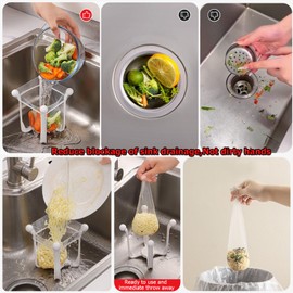 ONVIPSTOO Kitchen Sink Strainer with Drain basket and Sink Strainer Net Bags, Sink Drain Rack with Strainer Mesh bags, Kitchen Sink Drain Flter Sink Food Catcher Trash Catcher for Garbage Leftovers etc. (101)