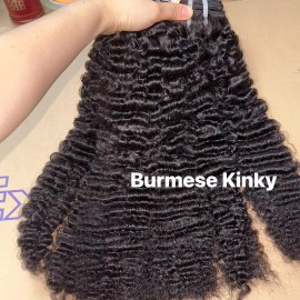 Natural Raw Hair Bundles Full Cuticle Aligned Human Hair Burmese Curly 100% Human Hair for Black Women Kinky Curly Indian Curlycolor: Burmese Kinky 1, Stretched Length: 10 Inches