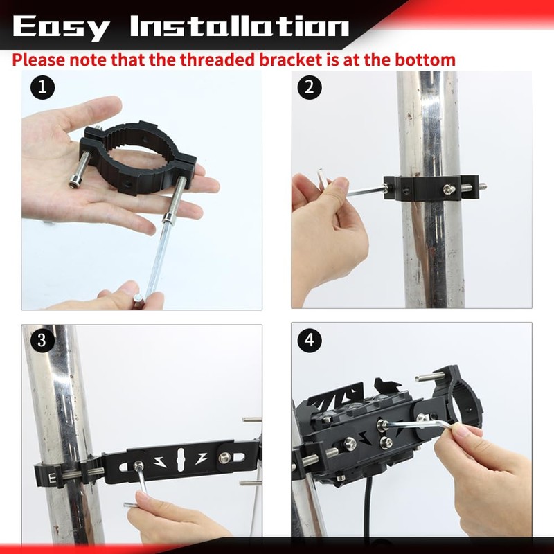 PLUSBEAM Motorcycle Spotlight Mounting Bracket, Light Bar Expansion Bracket for