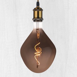 WHFIALUX Oversized Decorative LED Light Bulbs,Giant Vintage Edison Light Bulb,Huge Waterdrop Shape Bulbs,Pendant Lighting,Smoke Glass 2200K Warm White,6W Dimmable 120LM(15W eq.),E26 Base (TD160Smoke)