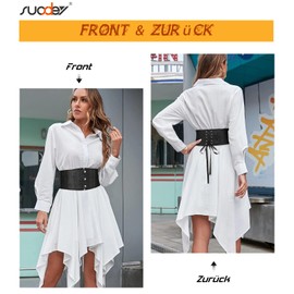 SUOSDEY Women's Corset Belt, Wide Waist Belt for Dress, Cosplay, Tie, Waspie Belt, 1. Black