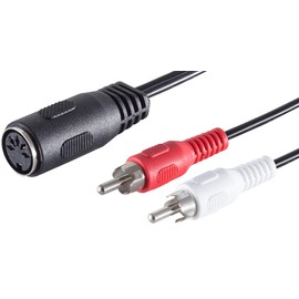 1aTTack.de 1 x 0.2 m 5-Pin DIN Female to 2 RCA Male (Mono) High-Quality Audio Adapter Cable Moulded Connectors Nickel-Plated Contacts Perfect for HiFi Music Systems Studio Equipment
