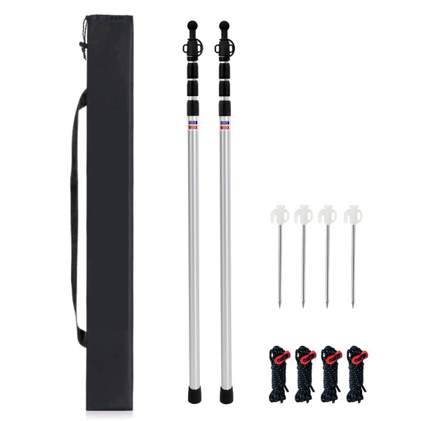 Kaiciuss 98.42'' Aluminum Camping Tarp Poles Adjustable,Telescoping & Portable Tent