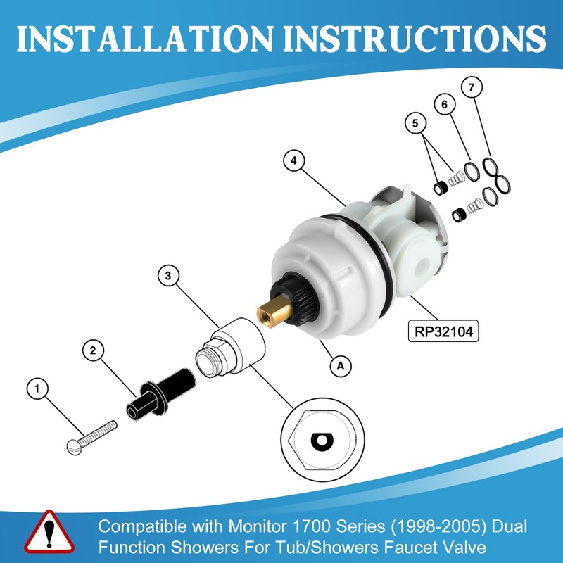 2 Pack RP32104 Shower Cartridge Replacement, Compatible with Delta Monitor