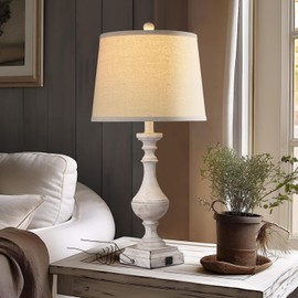 AKASUKI 27.5 Inch Farmhouse Table Lamps for Living Room Set of 2 with USB and Type-C Port, 3-Way Dimmable Table Lamps for Bedroom Vintage Rustic Bedside Lamps for bedrooms(2 Bulbs Included)