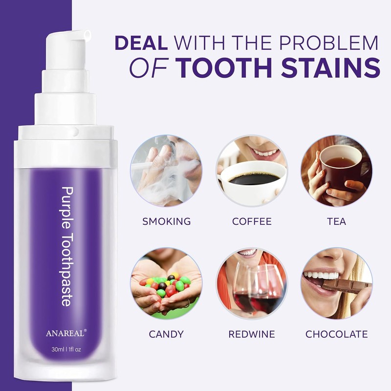 Purple Toothpaste for Teeth Whitening, Purple Teeth Whitening Toothpaste, Purple
