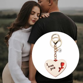YangQian I Love You Heart Keychain for Couples - Gold, Modern Romantic Style - Engraved, Heart Shaped - Couple Car Keys Keychain - Wedding, Engagement for Her, Women, Couples