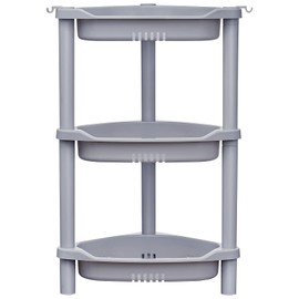 ELYKEN 3 Tier Shower Caddy Organizer Shelf Corner, 14.4 x 11.2 x 22.4 Inches, Rustproof, Plastic Shower Rack Stands for Inside Bathroom, Bathtub, Shower pan, Grey