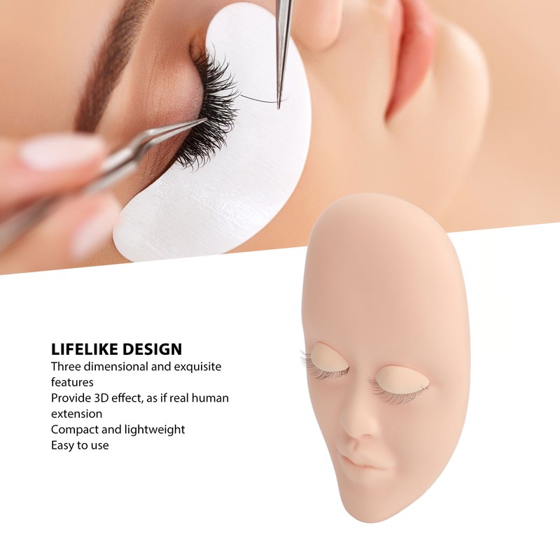 Lash Mannequin Face 3 Pairs Removable Eyelids Eyelash Extension Practice