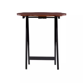 Pemberly Row Traditional Five Piece Wood Tray Table Set in Hazelnut and Black