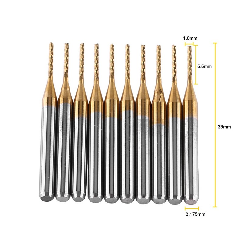 10pcs 1 mm Carbide Square End Mill Titanium Coated Engraving