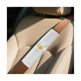 FALVFUN Car Seat Belt Cover Pads, 2PCS Cute Flower Neck Cushion Seatbelt Shoulder Strap Protector, Soft Breathable Comfortable Safety Belt Covers, Universal for SUV RV Truck (Yellow)