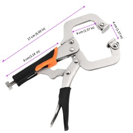 JEUIHAU 4 Pieces 6 Inch Metal Handle Locking C Clamp Adjustable Weld Lock Heavy Duty C Clamps with Adjustable Screw and Swivel Pads for Woodworking Alignment Cabinet