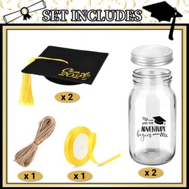 Graduation Gifts 2025-6pcs 2025 Graduation Mason Jar Set - DIY Graduation Mason Jars and Felt Graduation Caps for Graduation Party Decoration College High School Graduation Gifts for Her Him