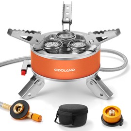 Odoland 4000W Camping Stove, Windproof Adjustable Lightweight Backpacking Gas Stoves, Portable Camp Propane Burner with EVA Box for Outdoor Camping Hiking