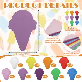 Motiskyy 108 Pcs Ice Cream Paper Cut Outs 5 Inches Cone Assorted Color DIY Summer Cut Outs for Summer Classroom School Bulletin Board Decoration
