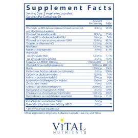 Vital Nutrients Multi-Nutrients 5 Ultra Antioxidant Formula | Boron, Copper, and Iron Free | Vegetarian Daily Multivitamin and Mineral | Gluten, Dairy and Soy Free | Non-GMO | 120 Capsules