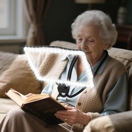 Large 10X Hands Free Magnifying Glass with Light for Reading Neck Wear Magnifier with Adjustable Brightness 50 Led Lights Flexible Gooseneck Full Book Page Magnifier for Seniors Low Vision Elderly