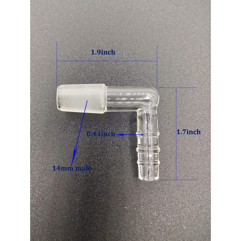 2pack Glass Elbow Adapter 14mm Male Frosted Glass (Size 1)