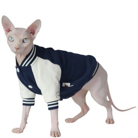 Hairless Cat Shirt Warm Soft Comfortable Autumn and Winter Cat Clothes for Sphynx Cat,Devon Rex, Cornish,Abbysian and Small Cats (Blue, Small)