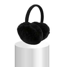 LUZILIAN Winter Ear muffs Warm Earmuffs Adjustable Outdoor Ear Warmers For Women Plush Ear Warmers Ear Covers Headband (Black)
