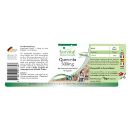 Quercetin 500mg - Bulk Pack for 3 Months - Vegan - HIGH Dosage - 90 Capsules - antioxidant