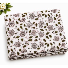 The Yard Precut - Tela blanca 100% algodón impresa a mano de 44 pulgadas de ancho, tela de primera calidad para suministros de costura, suministros de acolchado de tela de tapicería (estampado floral