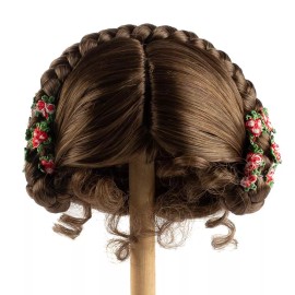 Monique Lot of 2 Monique Modacrylic Light Brown Braided 14"-15" Doll Wigs with Flowers