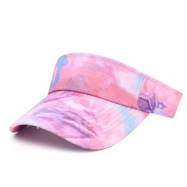 ANDICEQY Sport Sun Visor Hats Adjustable Empty Top Baseball Cap Cotton Ball Caps for Women and Men (Tie Dry-Pink)