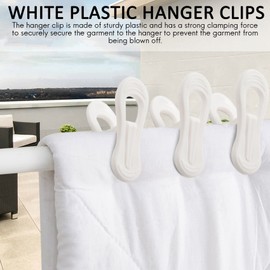 Hopbucan Pack of 40 White Plastic Clothes Ironing Clips, Squeeze Clips for Use with Slim Clothing Finger Clips Washing Line Washing Clips