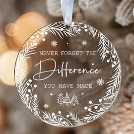 Never Forget The Difference That You Make - Thank You Gifts for Women, Coworkers, Boss, Manager, Teacher, Nurse, Mom, Friends - Appreciation Gifts - Thank You Christmas Ornaments - Acrylic Ornament