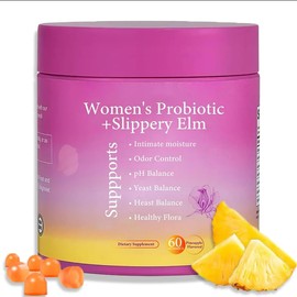 RINIUIN Feminine Probiotics Gummies for Women - Supports pH Balance, Gut Health & Immune System with Slippery Elm, Prebiotics & Lactobacillus Blend, Pineapple Flavor, 60 Gummies