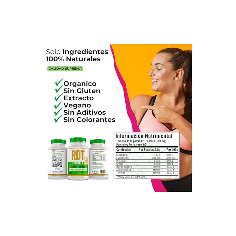 RDT Capsulas RDT Raiz + Espirulina + Te Verde (Extremadamente